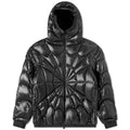 Moncler Black Glossy Hooded Down Jacket – Starburst Radial Quilt Arm Badge