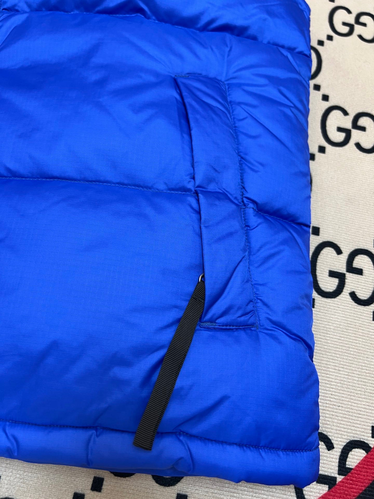 The North Face Blue & Black Nuptse Down Vest