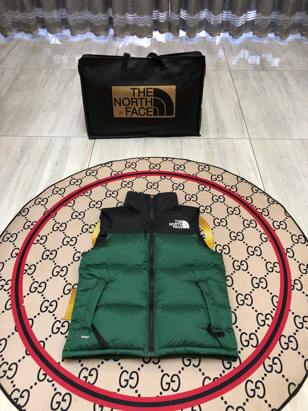 The North Face Forest Green & Black Nuptse Down Vest