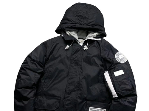 Canada Goose Black Hooded Down Bomber Jacket