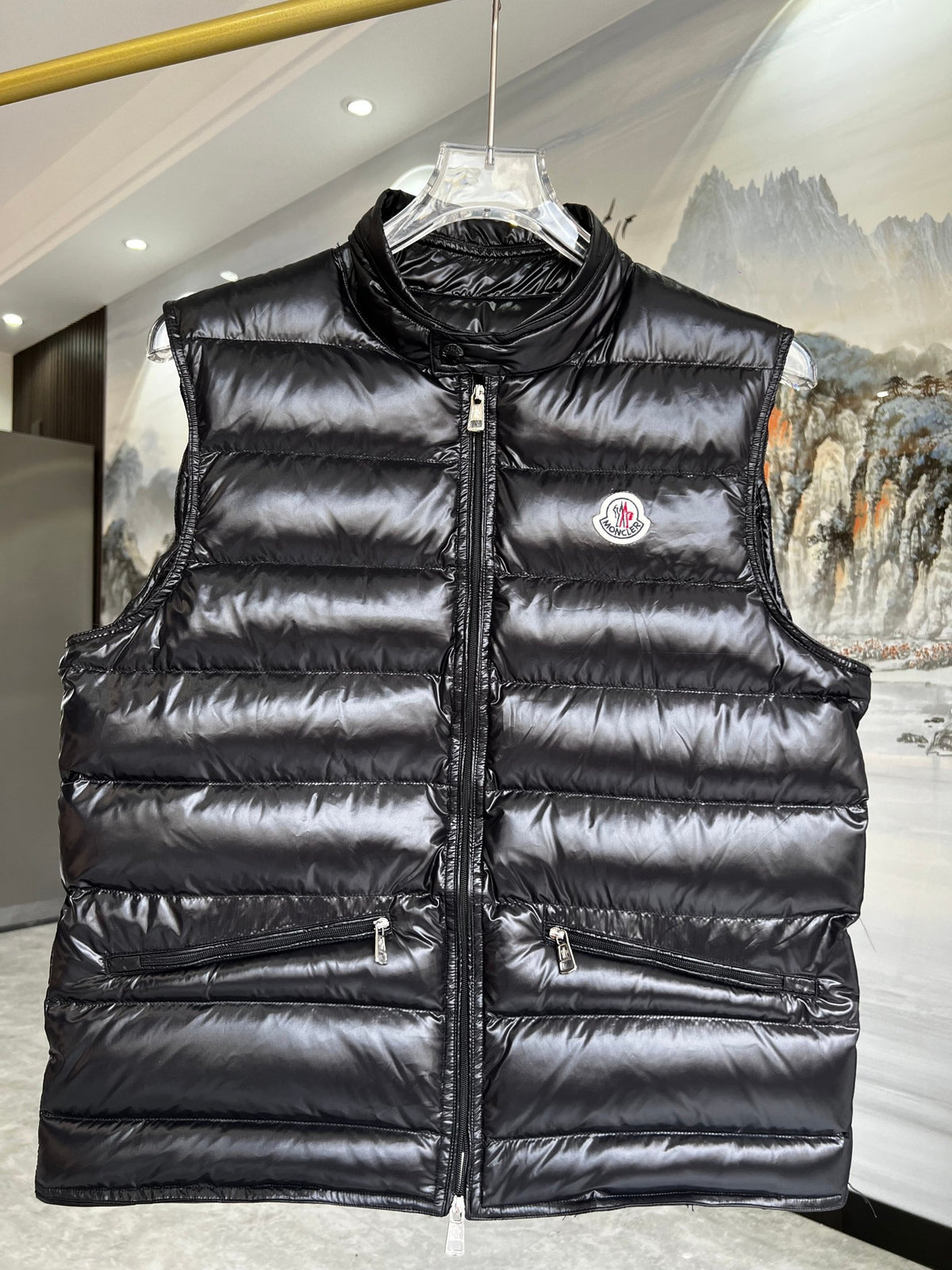 Moncler Black High-Gloss Down Vest