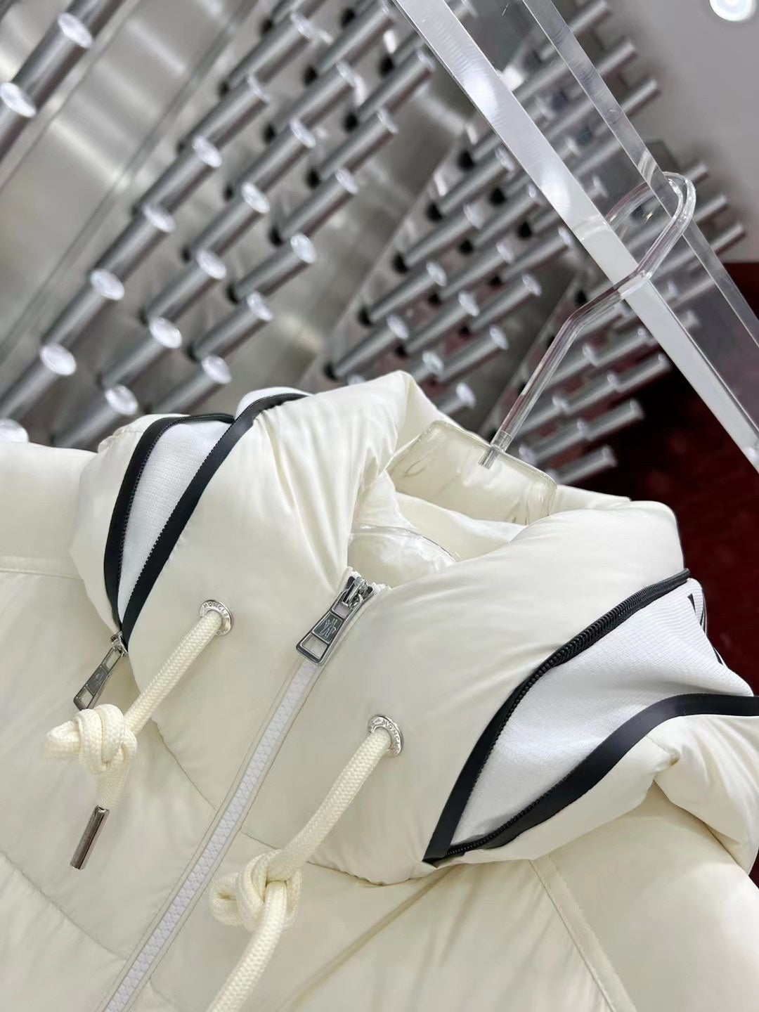 Moncler White Hooded Down Vest