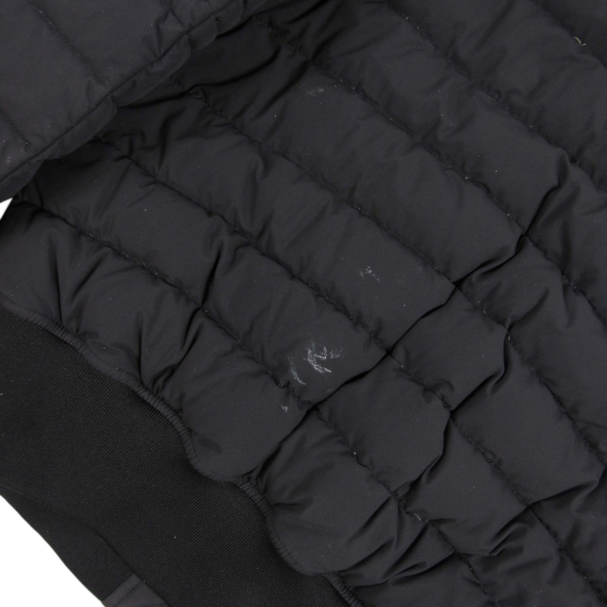 Moncler Black Down Bomber Jacket – Ribbed Collar Curved Pockets Detachable Liner