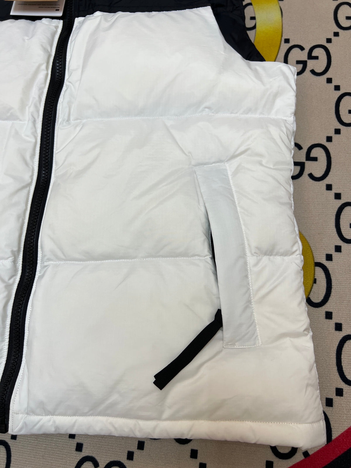 The North Face White & Black Nuptse Down Vest