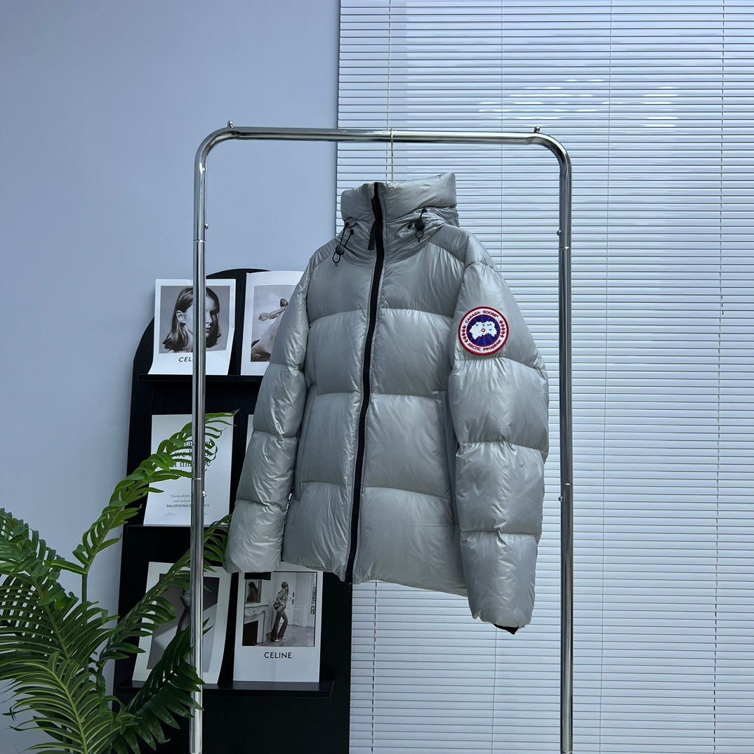 Canada Goose Silver Grey Glossy Quilted Down Puffer Jacket