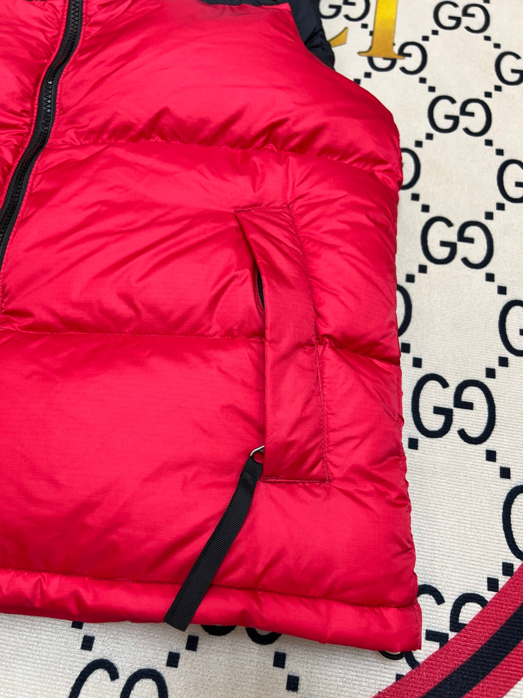 The North Face Red & Black Nuptse Down Vest