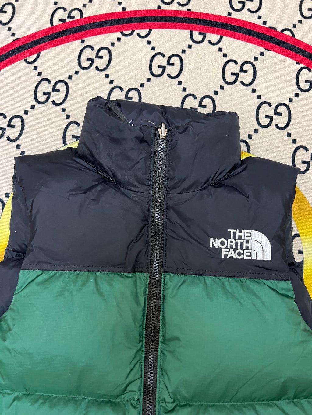 The North Face Forest Green & Black Nuptse Down Vest