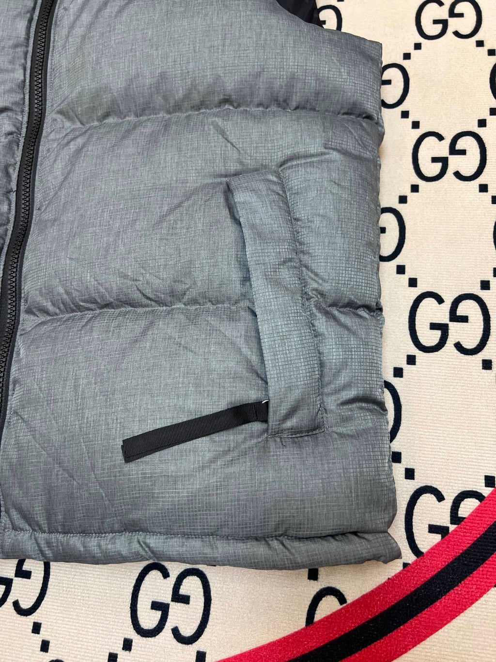 The North Face Grey & Black Nuptse Down Vest