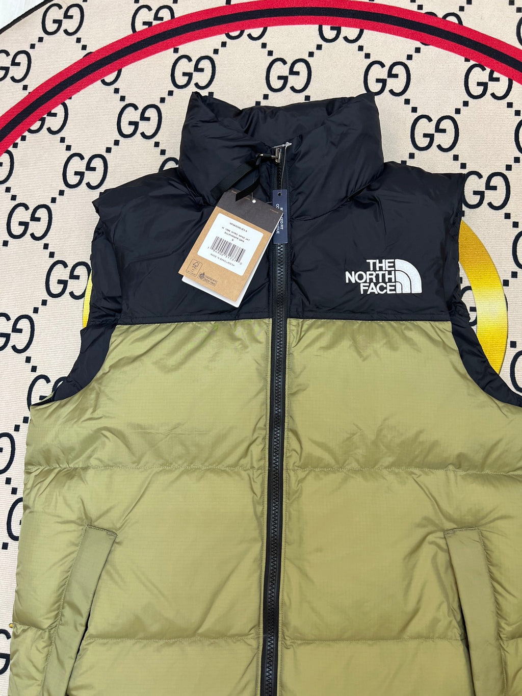The North Face Olive Green & Black Nuptse Down Vest