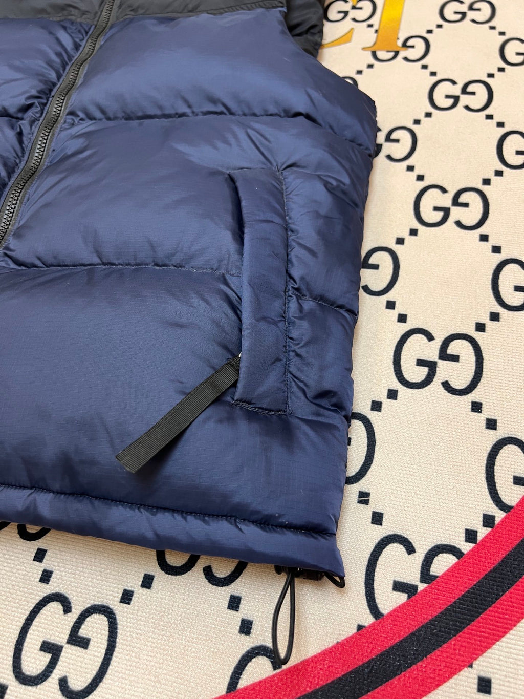 The North Face Navy Blue & Black Nuptse Down Vest