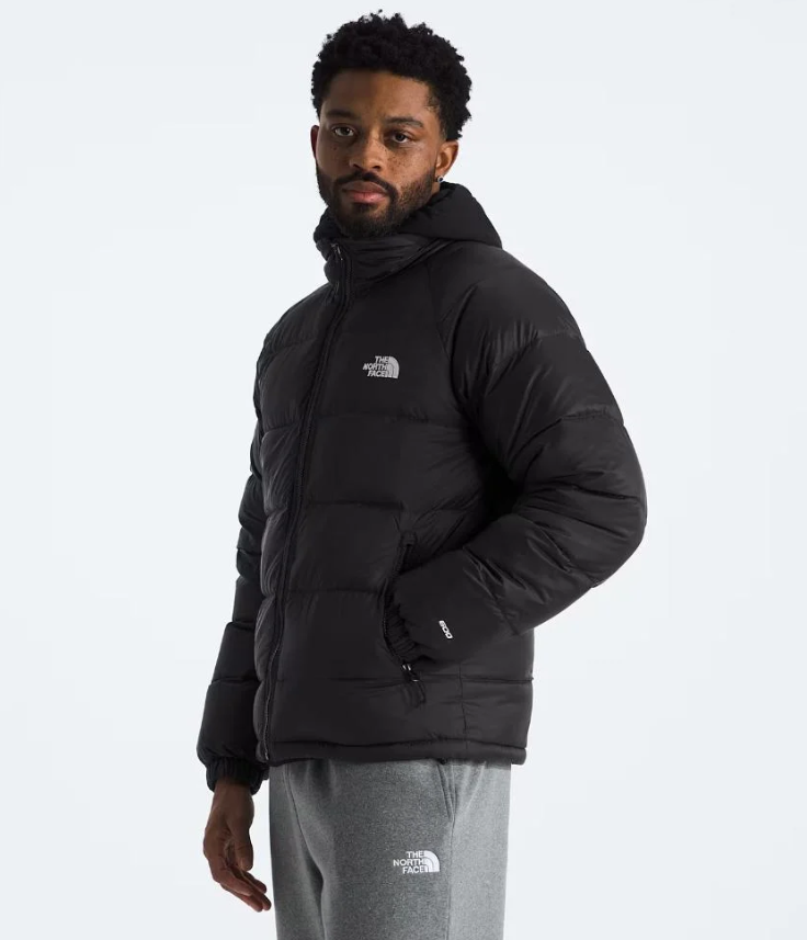 The North Face Black Nuptse Hooded Down Jacket – Wide Baffle Stand Collar Zip Pockets