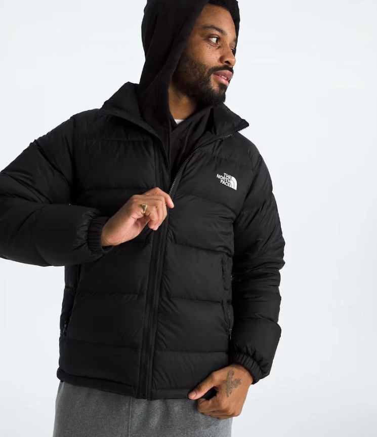 The North Face Black Nuptse Hooded Down Jacket – Wide Baffle Stand Collar Zip Pockets