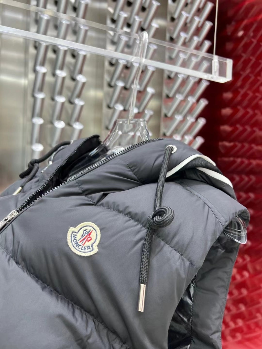 Moncler Black Hooded Down Vest
