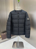 Moncler Black Collarless Down Inner Jacket – Arm Badge Zip Front Liner