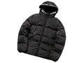 Moncler Matte Black Hooded Down Jacket – Hood Logo Print Chest Zip Pockets