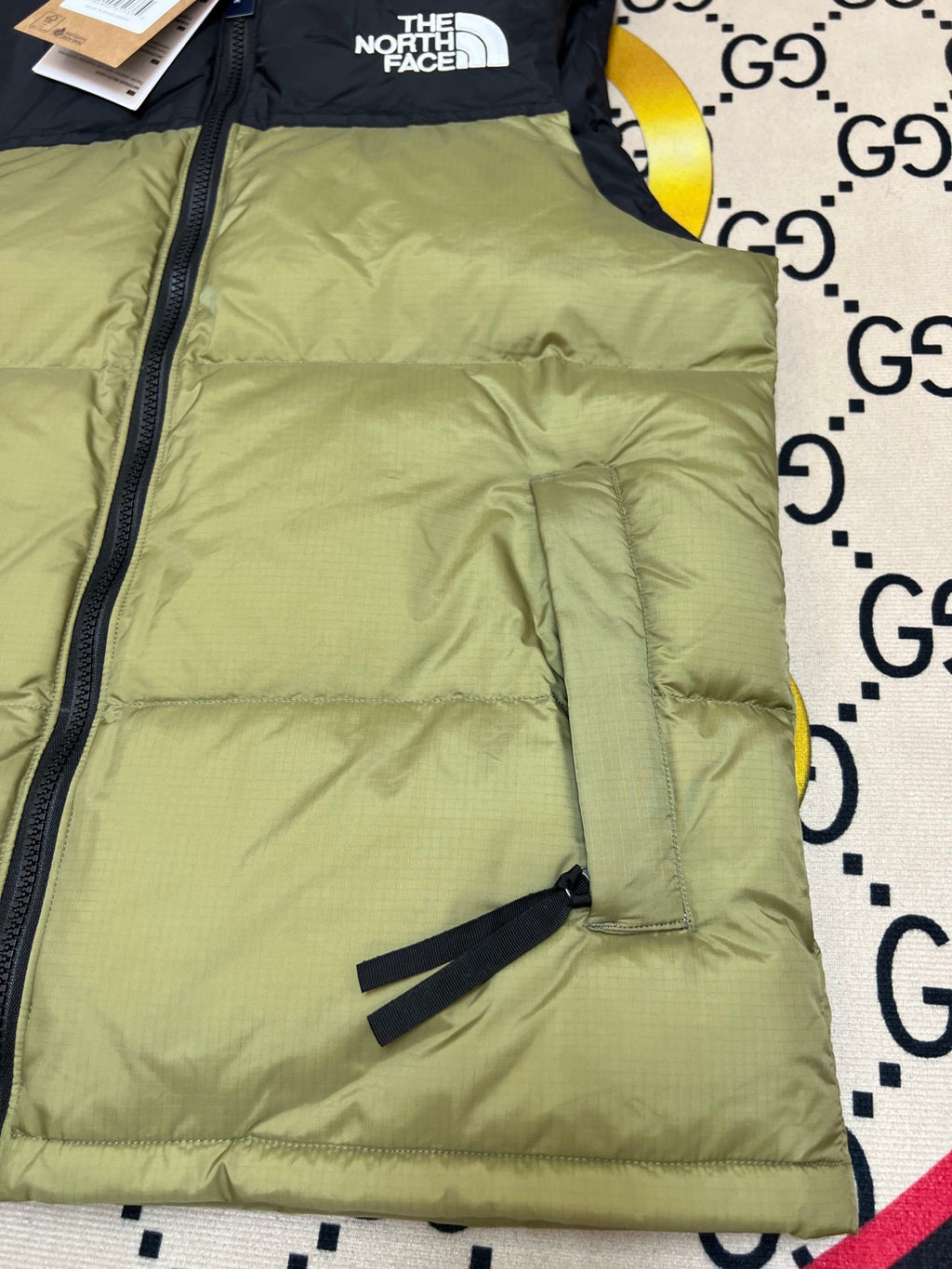 The North Face Olive Green & Black Nuptse Down Vest