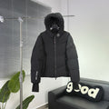 Moncler Grenoble Charcoal Black Day-Namic Hooded Down Jacket – Tricolour Zip Oversized Hood Ski