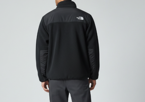 The North Face Black Denali Fleece Jacket – Polartec Softshell Panel Stand Collar Zip Pockets