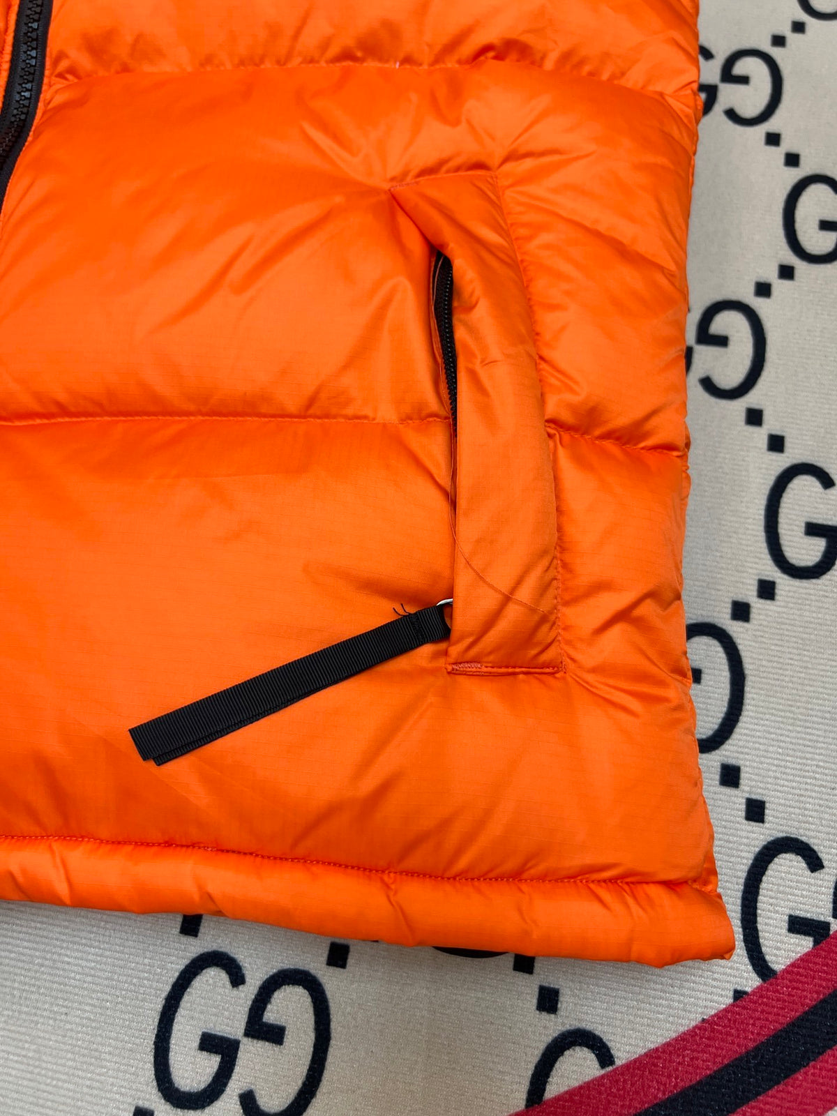 The North Face Orange & Black Nuptse Down Vest