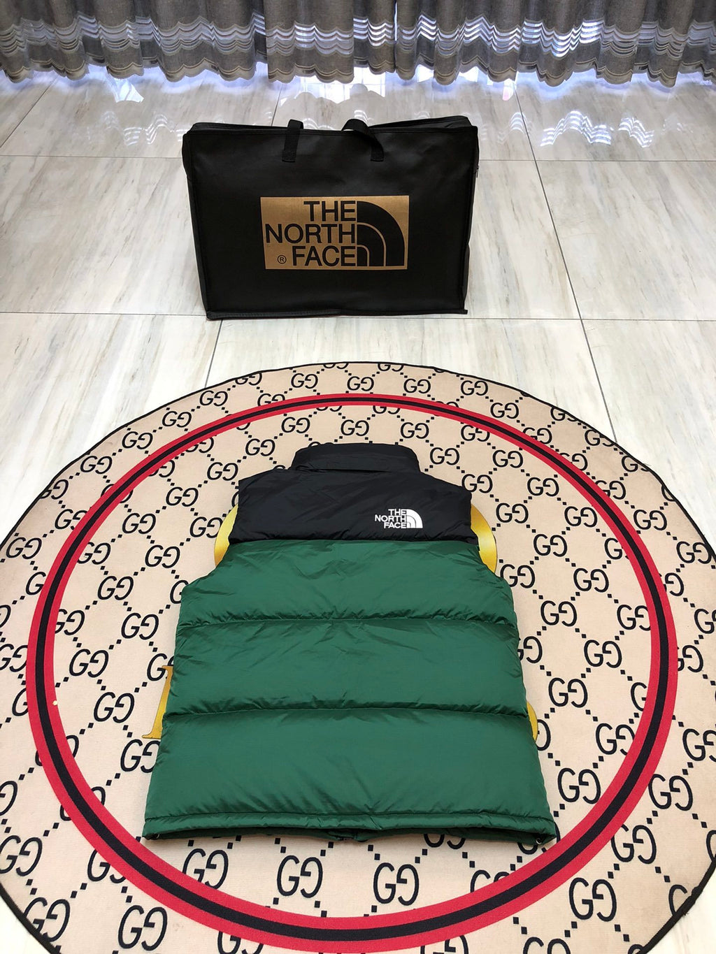 The North Face Forest Green & Black Nuptse Down Vest