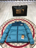 The North Face Teal Blue 1996 Retro Nuptse Down Jacket – 700-Fill Wide-Baffle Two-Tone Hoodless