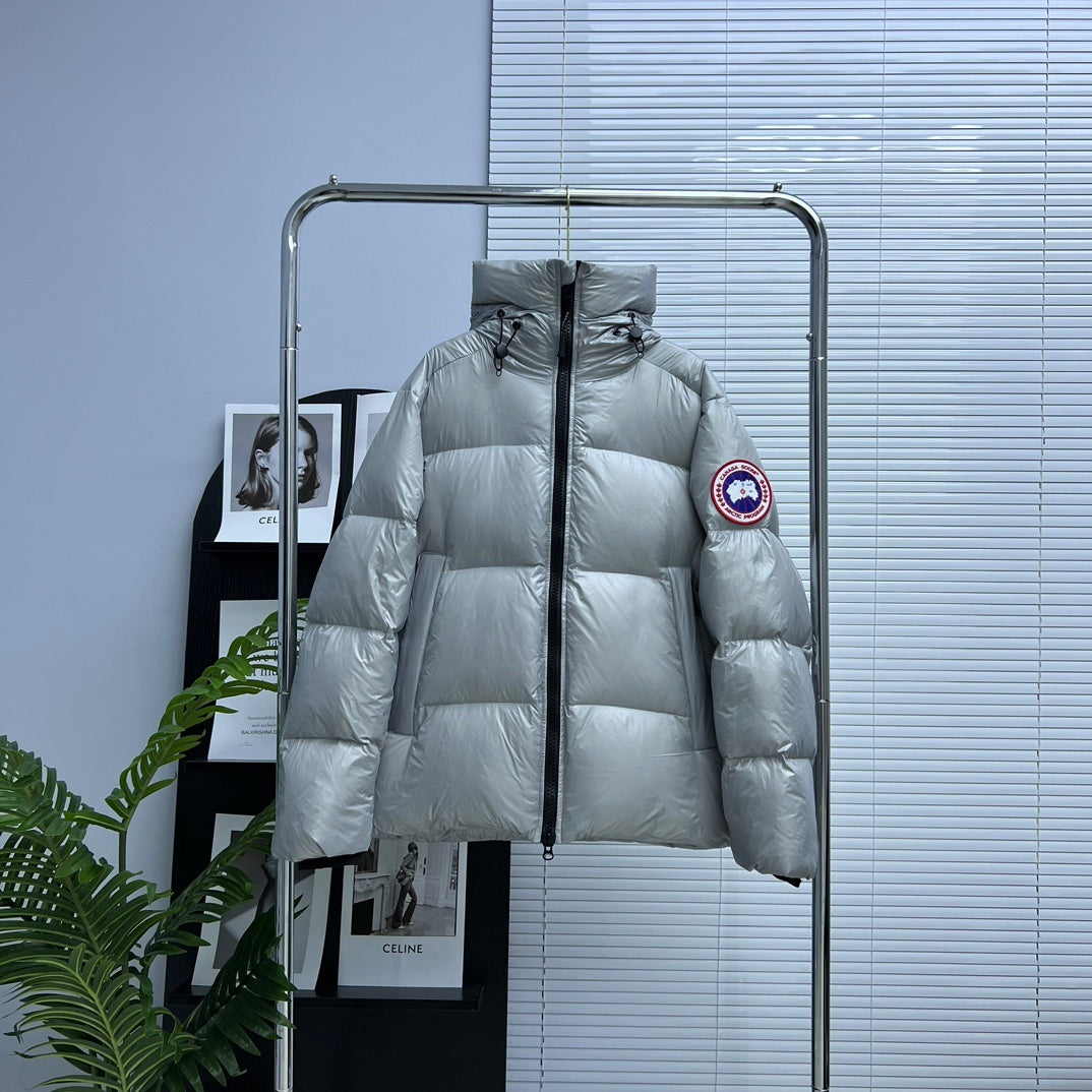Canada Goose Silver Grey Glossy Quilted Down Puffer Jacket