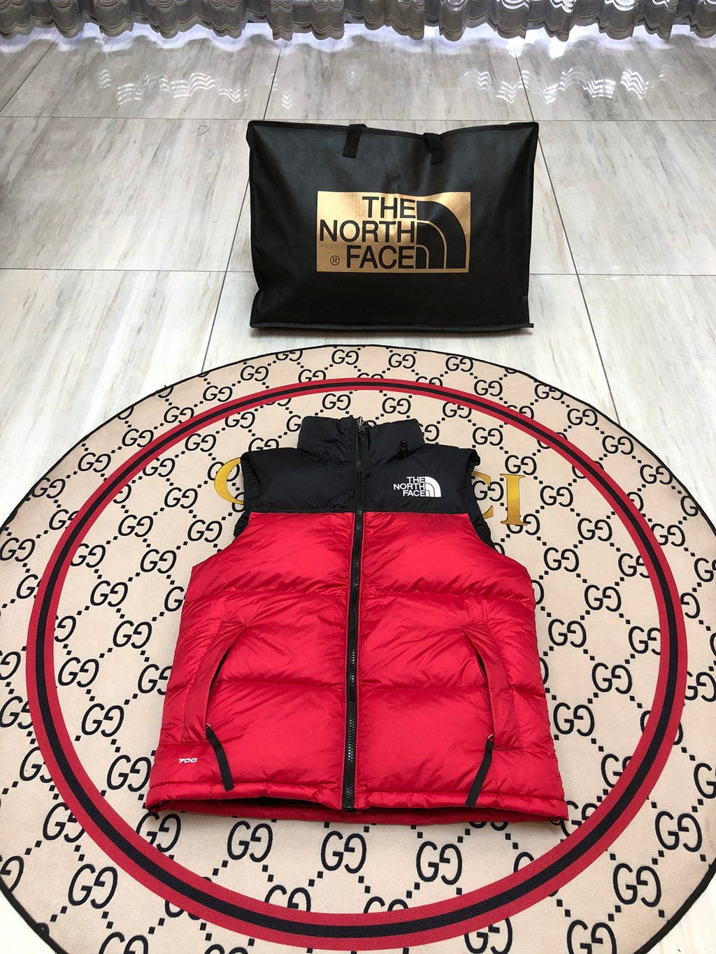 The North Face Red & Black Nuptse Down Vest