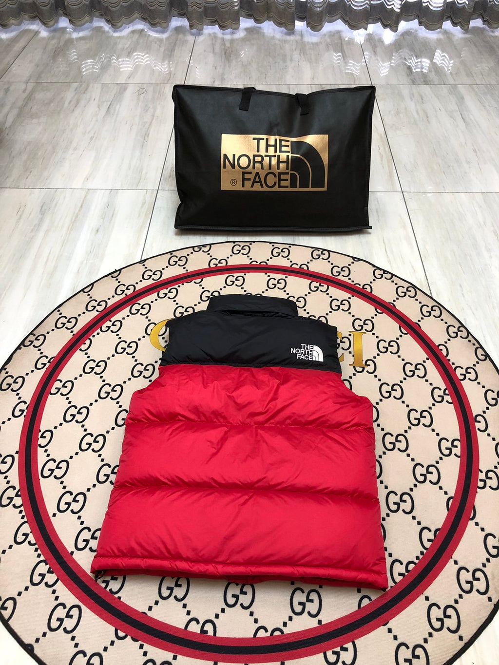 The North Face Red & Black Nuptse Down Vest