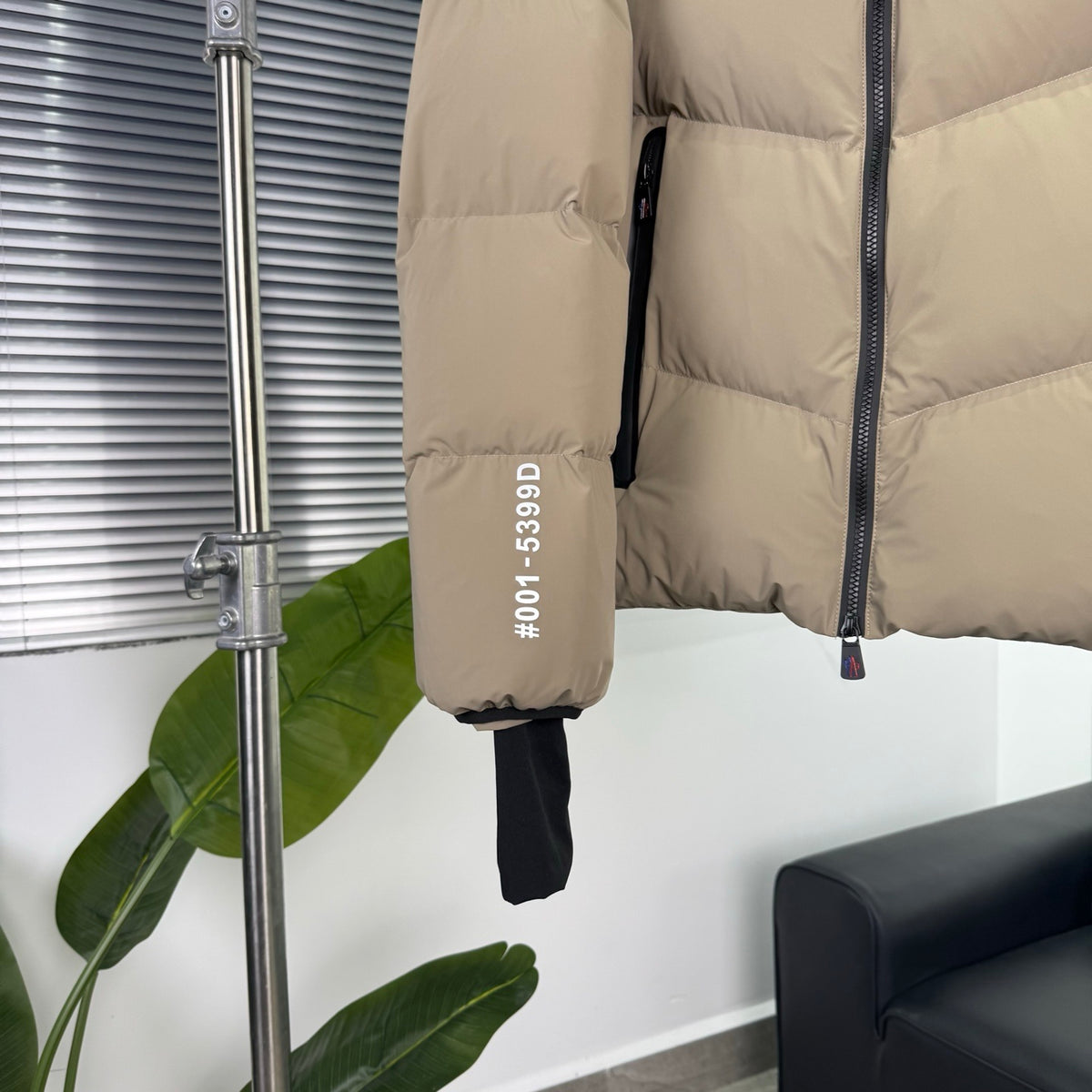 Moncler Grenoble Desert Taupe Day-Namic Hooded Down Jacket – Tricolour Zip V-Baffle Oversized Hood